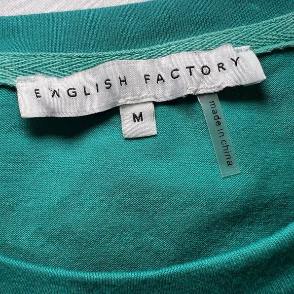 ENGLISH FACTORY Top Size M Teal Green Mini Ruffle Puff Sleeve Crew Neck T-Shirt - Picture 5 of 13